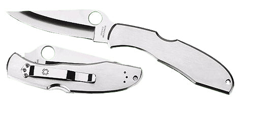 Spyderco C10S Endura 4 Folding Knife 3.85" Part Serrated VG-10 Blade Satin Stainless Steel Handle w/ Pocket Clip