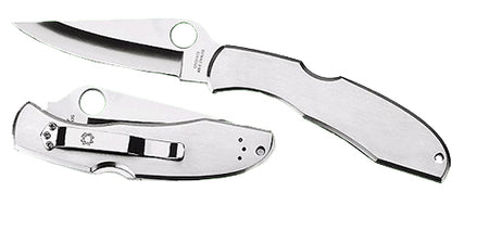 Spyderco C10S Endura 4 Folding Knife 3.85" Part Serrated VG-10 Blade Satin Stainless Steel Handle w/ Pocket Clip