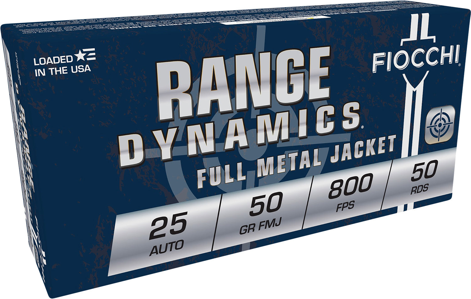Fiocchi Range Dynamics Full Metal Jacket 50 Grain .25 ACP 800 fps 762344001418