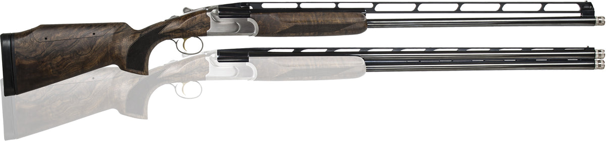 CZ-USA 06582 All American Trap Combo 12 Gauge 3" 2rd 32" Gloss Blued Barrel, Brushed Stainless Metal Finish, Turkish Walnut Stock with Monte Carlo Adjustable Comb