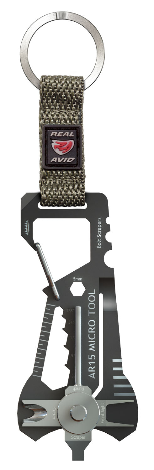 Real Avid AVMICROAR15 AR15 Compact Micro Multitool Black & Gray Stainless Steel