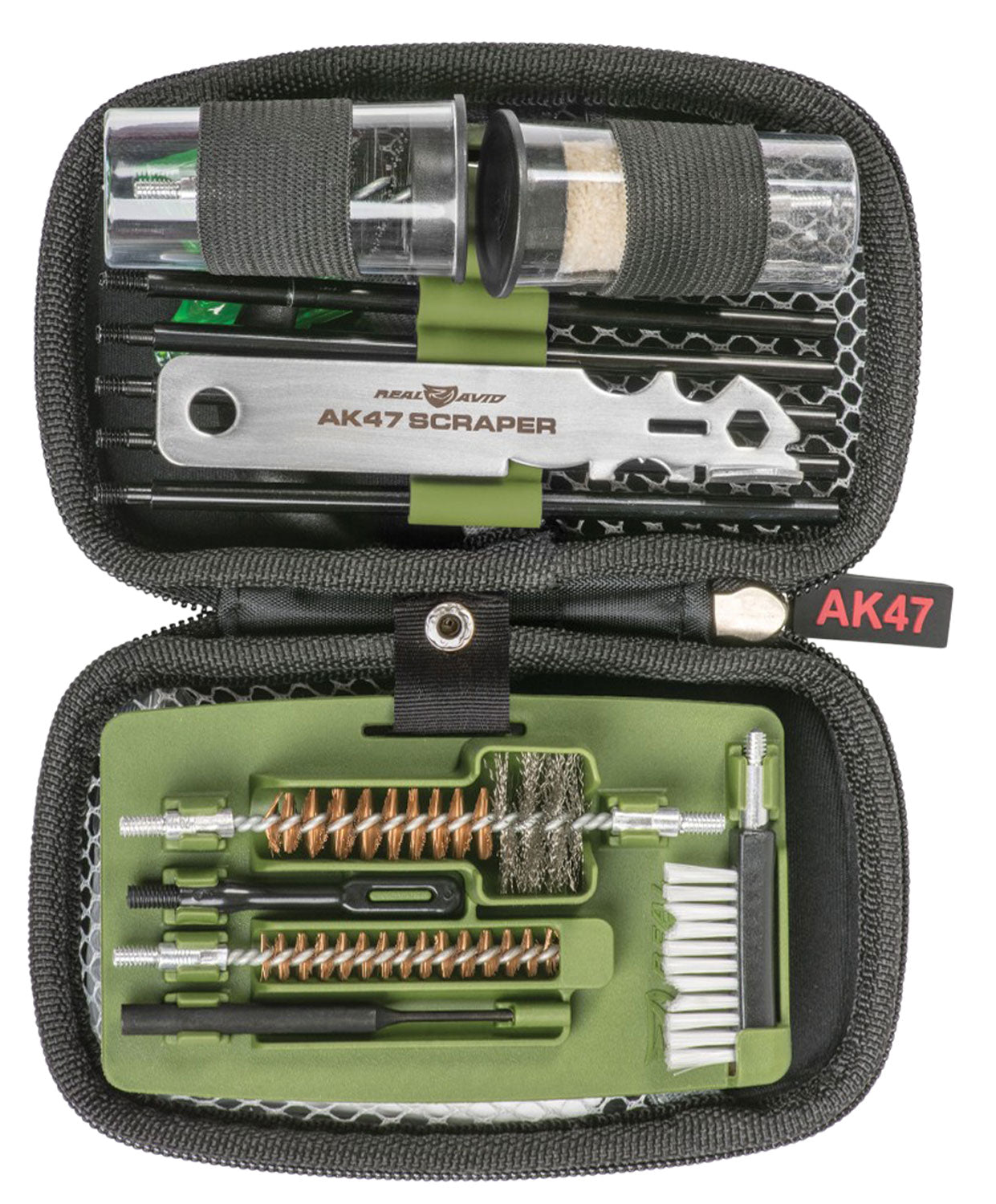 Real Avid Gun Boss AK-47 Cleaning Kit 7.62MM Bore Brush Green Weather Resistant Case