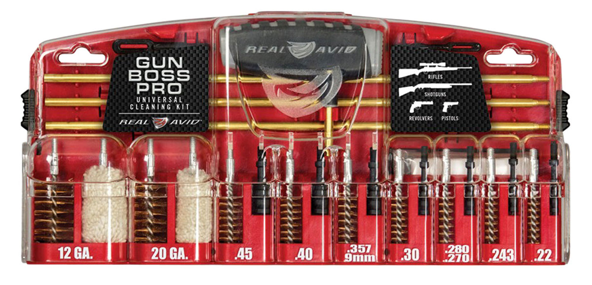 Real Avid Gun Boss Pro Universal Kit 23 Pc Multi-Caliber Brushes Jags and Cleaning Patches