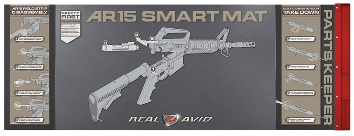 Real Avid AVAR15SM AR-15 Field-Strip Smart Mat 43" x 16" with Attached Parts Tray