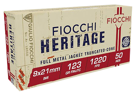 Fiocchi Heritage Full Metal Jacket Truncated Cone 123 Grain 9x21mm IMI 1220 fps 762344067520