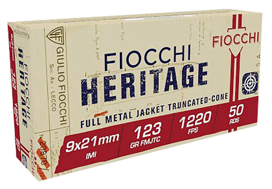 Fiocchi Heritage Full Metal Jacket Truncated Cone 123 Grain 9x21mm IMI 1220 fps 762344067520