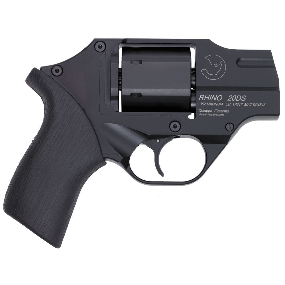 Chiappa Firearms CF340217 Rhino 200D Small Frame 357 Mag, 6 Shot 2" Black Anodized Steel Barrel, Blued Cylinder Black Anodized Aluminum Frame, Black Rubber Grip, Concealed Hammer