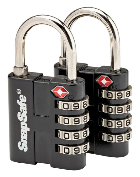 SnapSafe 76020 TSA Approved Combination Padlocks, 2-Pack Metal