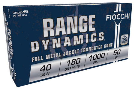 Fiocchi Range Dynamics Full Metal Jacket Truncated Cone 180 Grain .40 S&W 1000 fps 762344701271