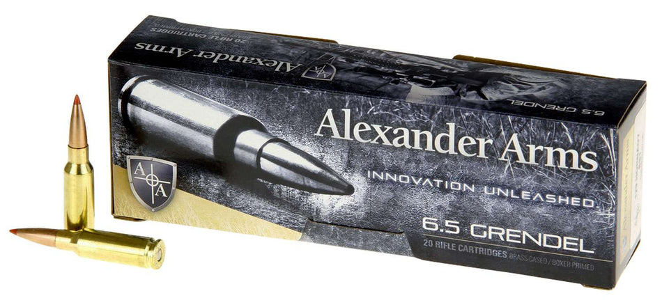 Alexander Arms 6.5mm Grendel  129 grain Hornady Super Shot Ballistic Tip ammunition