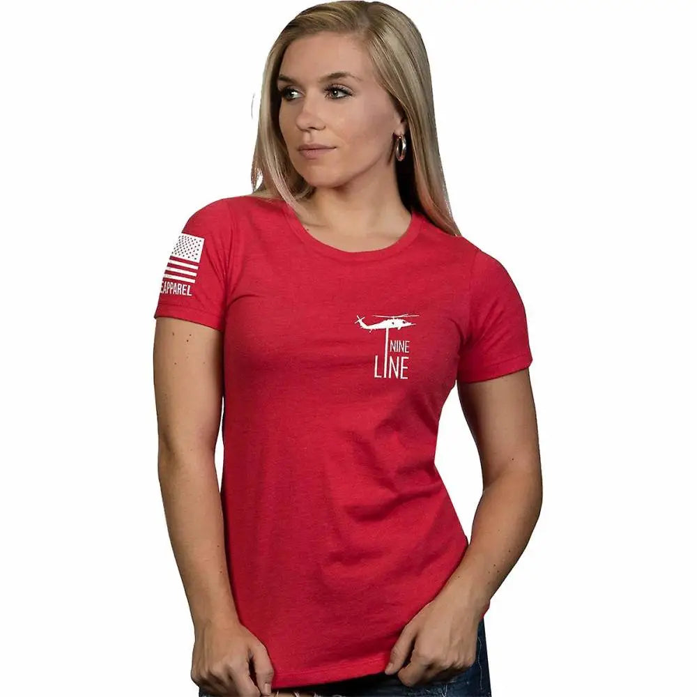 Nine Line R.E.D. Remember Everyone Deployed Women's Red Cotton Tee - Large