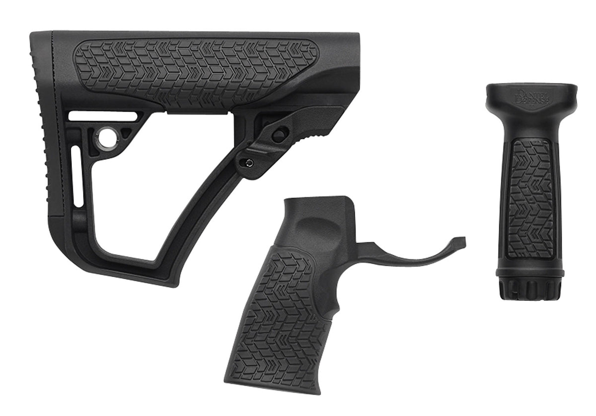 Daniel Defense Collapsible Buttstock and Grip Set Black Polymer Mil-Spec AR-15