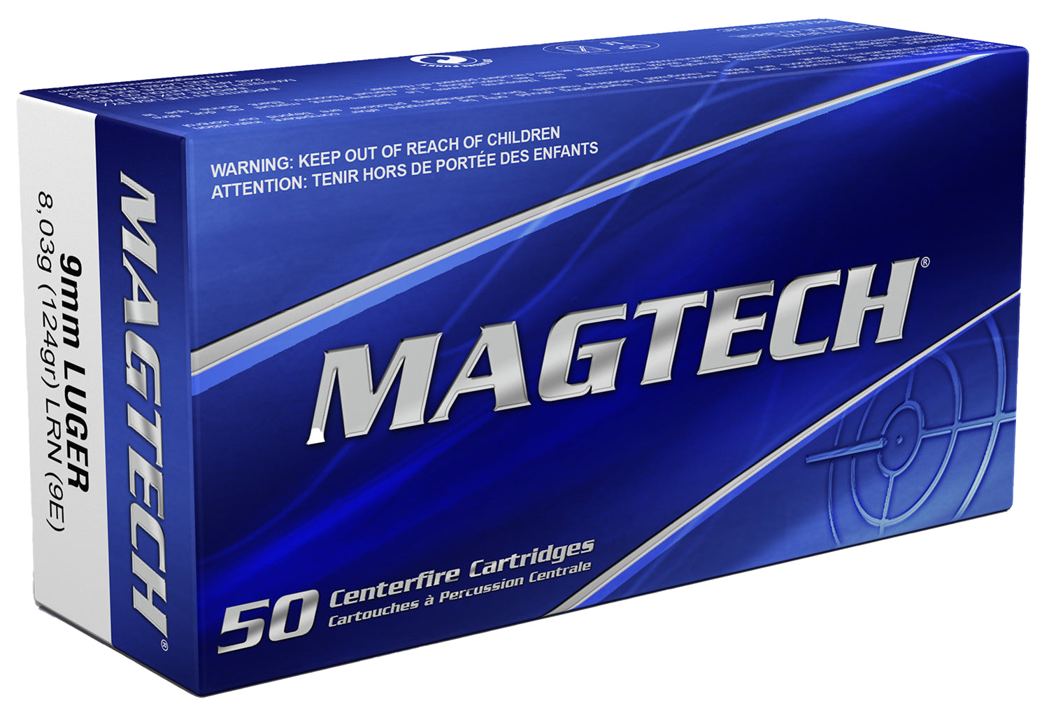 Magtech 9mm Luger / Parabellum Sport Shooting Range/Training 124 grain Lead Round Nose ammunition