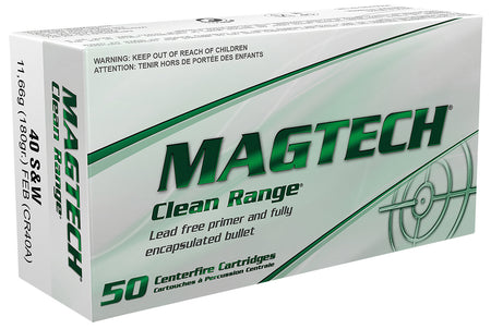 Magtech Clean Range Protection Fully Encapsulated Bullet Flat 180 Grain .40 S&W 990 fps 754908177615