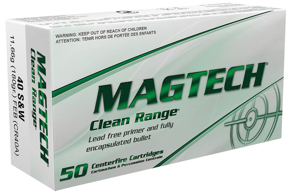 Magtech Clean Range Protection Fully Encapsulated Bullet Flat 180 Grain .40 S&W 990 fps 754908177615