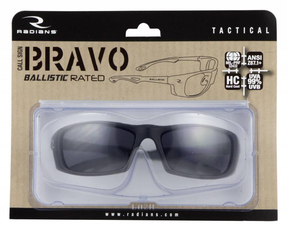 Radians Eye Protection Matte Black Frame Smoke Lens Rubber Grip Temples