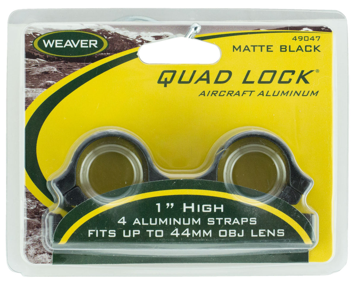 Weaver Mounts Quad Lock Detachable Rings 1" High Matte Black