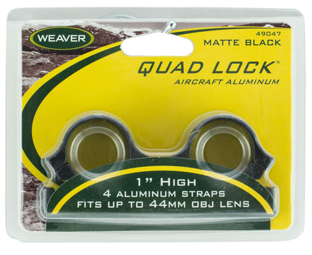 Weaver Mounts Quad Lock Detachable Rings 1" High Matte Black
