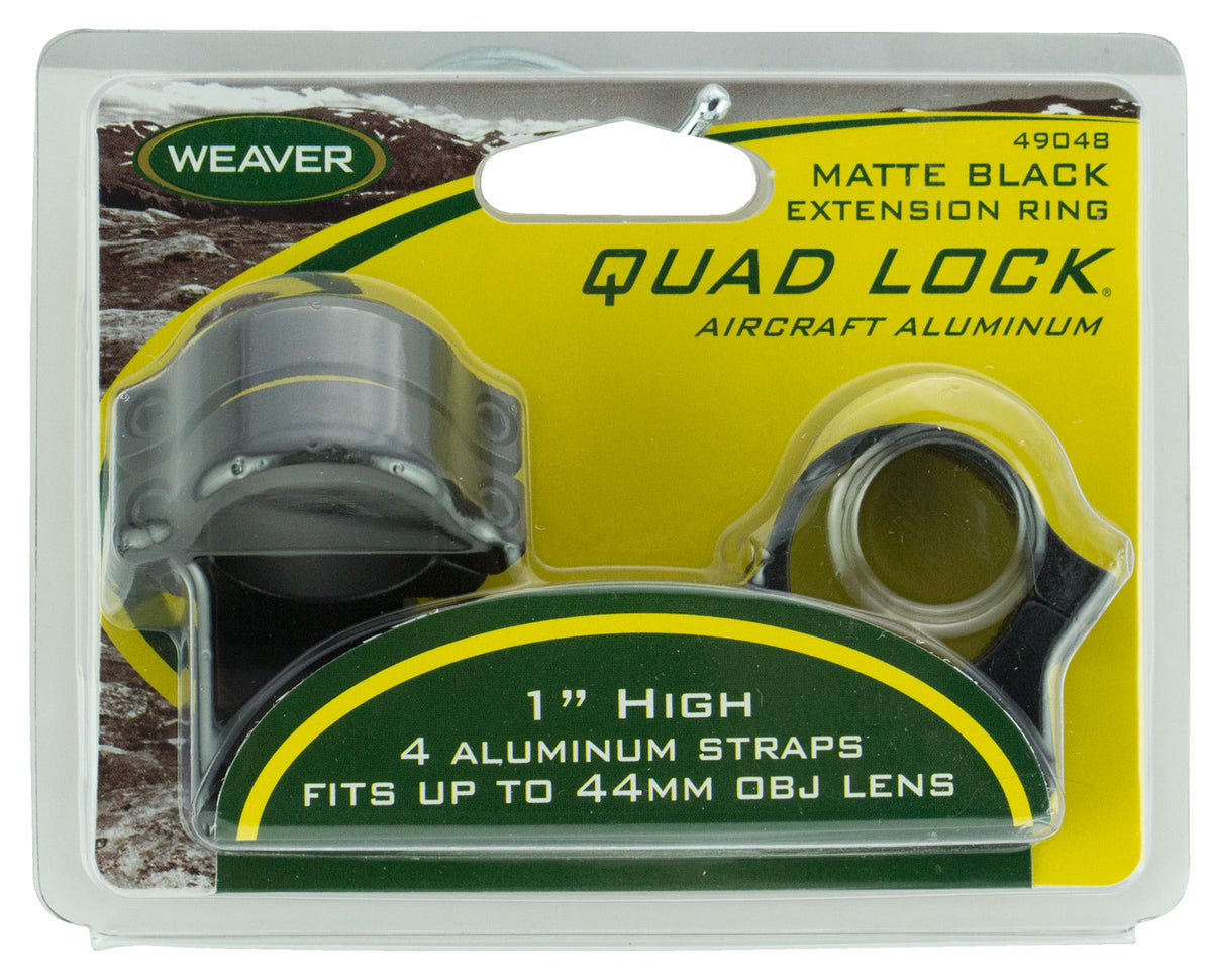 Weaver Mounts Quad Lock Extended Detachable Rings 1" High Extended Matte Black