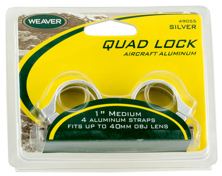 Weaver Mounts Quad Lock Detachable Rings 1" Medium Silver