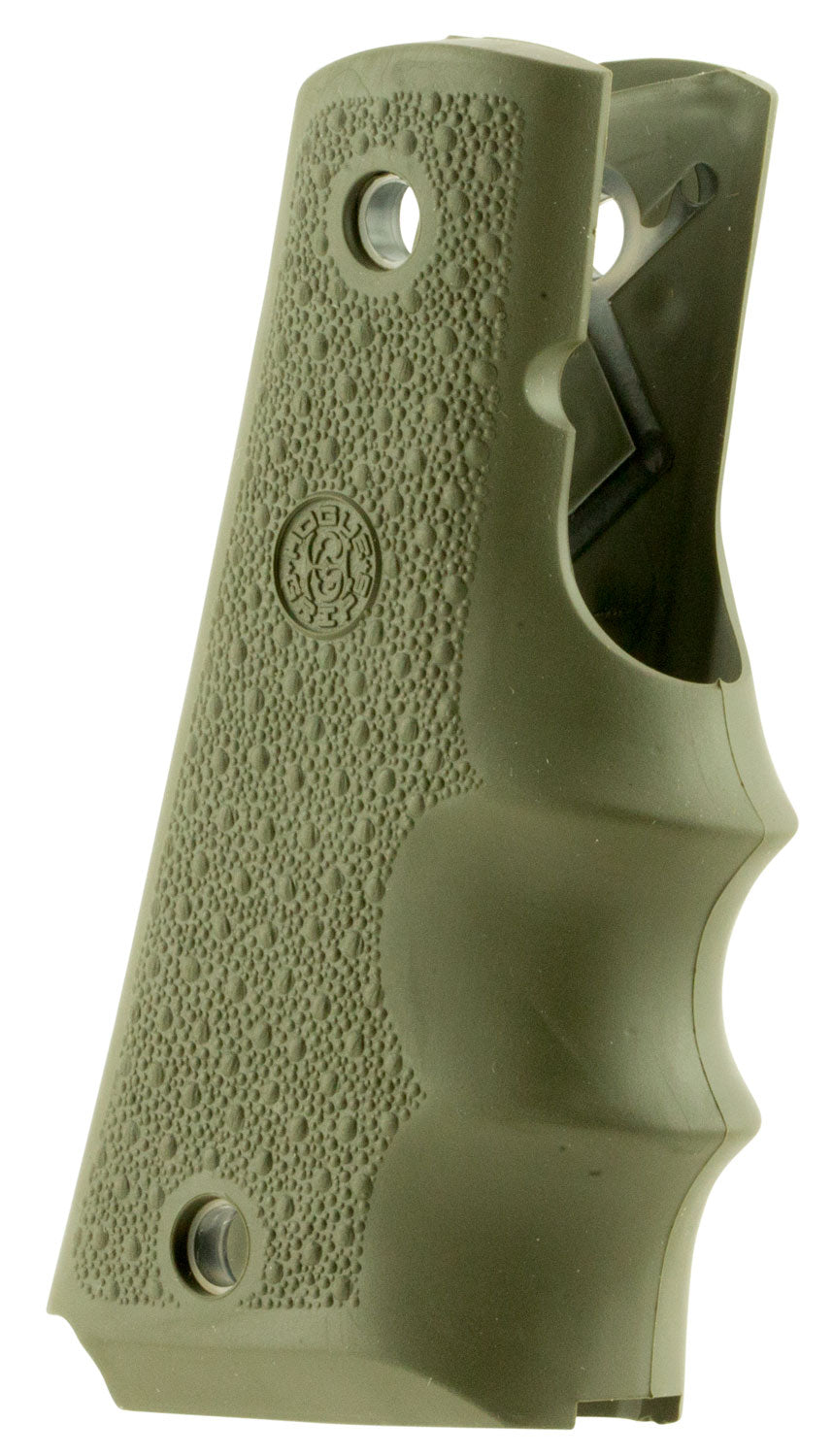 Hogue 45001 1911 Government OverMolded Rubber Grip Cobblestone OD Green with Finger Grooves