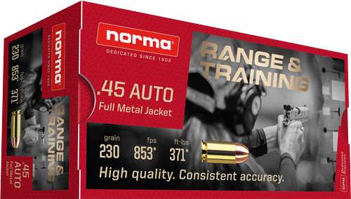 Norma .45 ACP/Auto Range & Training 230 grain Full Metal Jacket ammunition