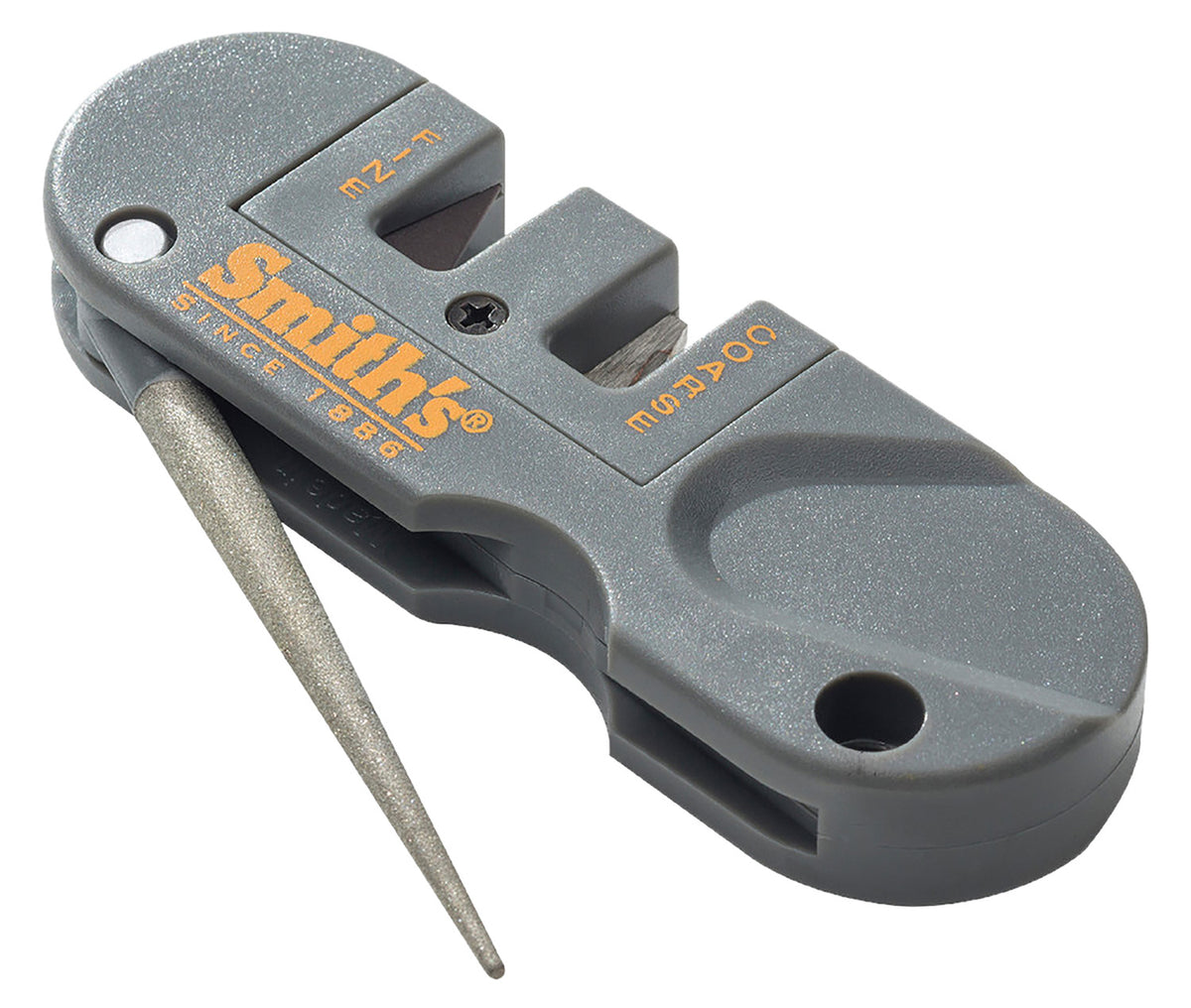 Smiths Products PP1 Pocket Pal Compact Knife Sharpener with Diamond Rod Gray Plastic Handle