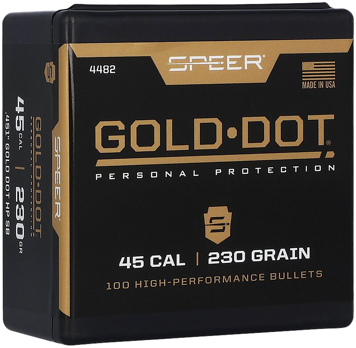 Speer 4482 Gold Dot .45 Caliber 230 Grain HP Personal Protection Component Bullets 100 Per Box