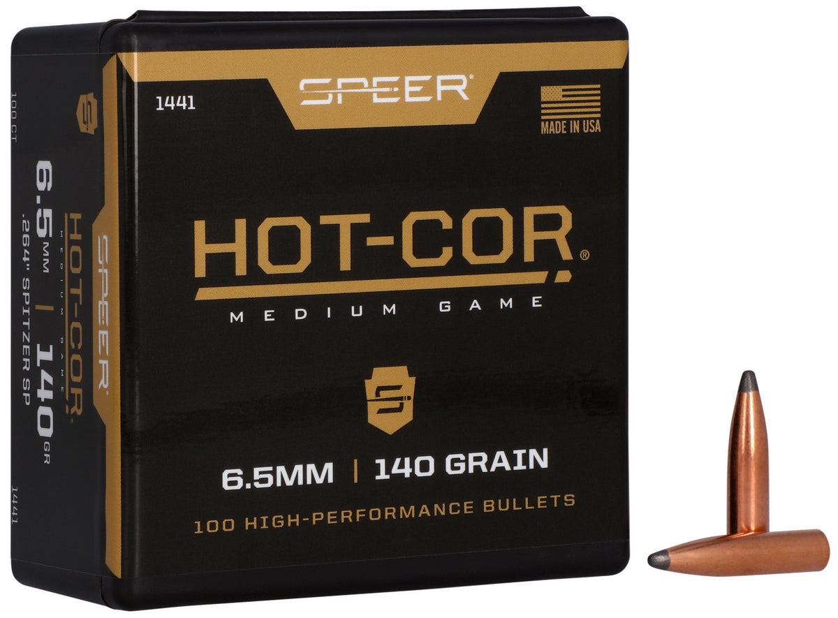Speer 1441 Hot-Cor .264 Caliber 140 Grain Spitzer SP Reloading Bullets 100/Box