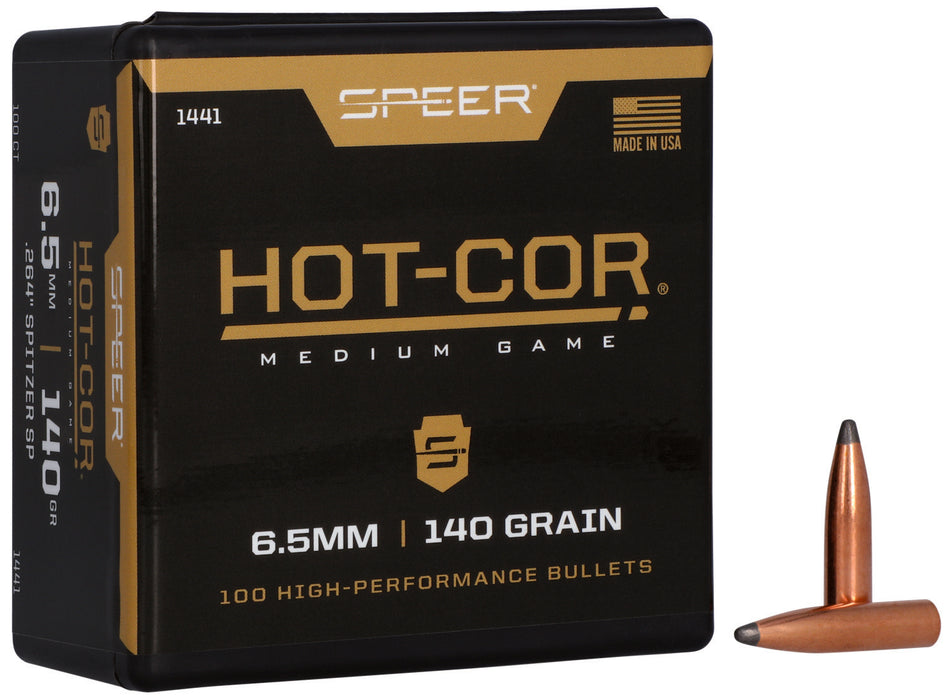 Speer 1441 Hot-Cor .264 Caliber 140 Grain Spitzer SP Reloading Bullets 100/Box