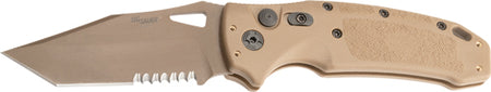 Hogue K320A M17 3.5in Automatic Folder Tanto Partially Serrated Poly Frame Tan
