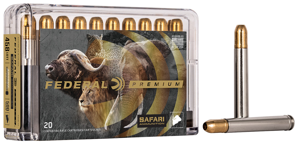 Federal Premium Safari Cape-Shok Trophy Bonded Sledgehammer Solid 500 Grain .458 Winchester Mag 1950 fps 029465089566