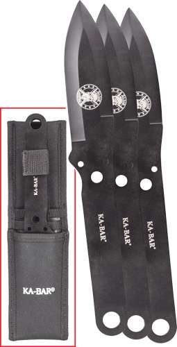 Ka-Bar Throwing Knives 3 Pack 4" Blade 9.75" OAL Polyester Storage Pouch