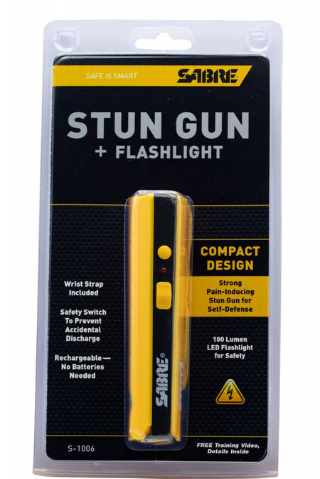 Sabre S1006YW 800,000-Volt Concealable Stun Gun with Flashlight in Yellow