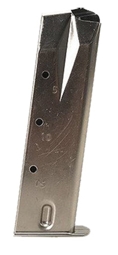 Mec-Gar 9mm 15rd Nickel Pistol Magazine Compatible with Ruger P85/P89/P93/P95