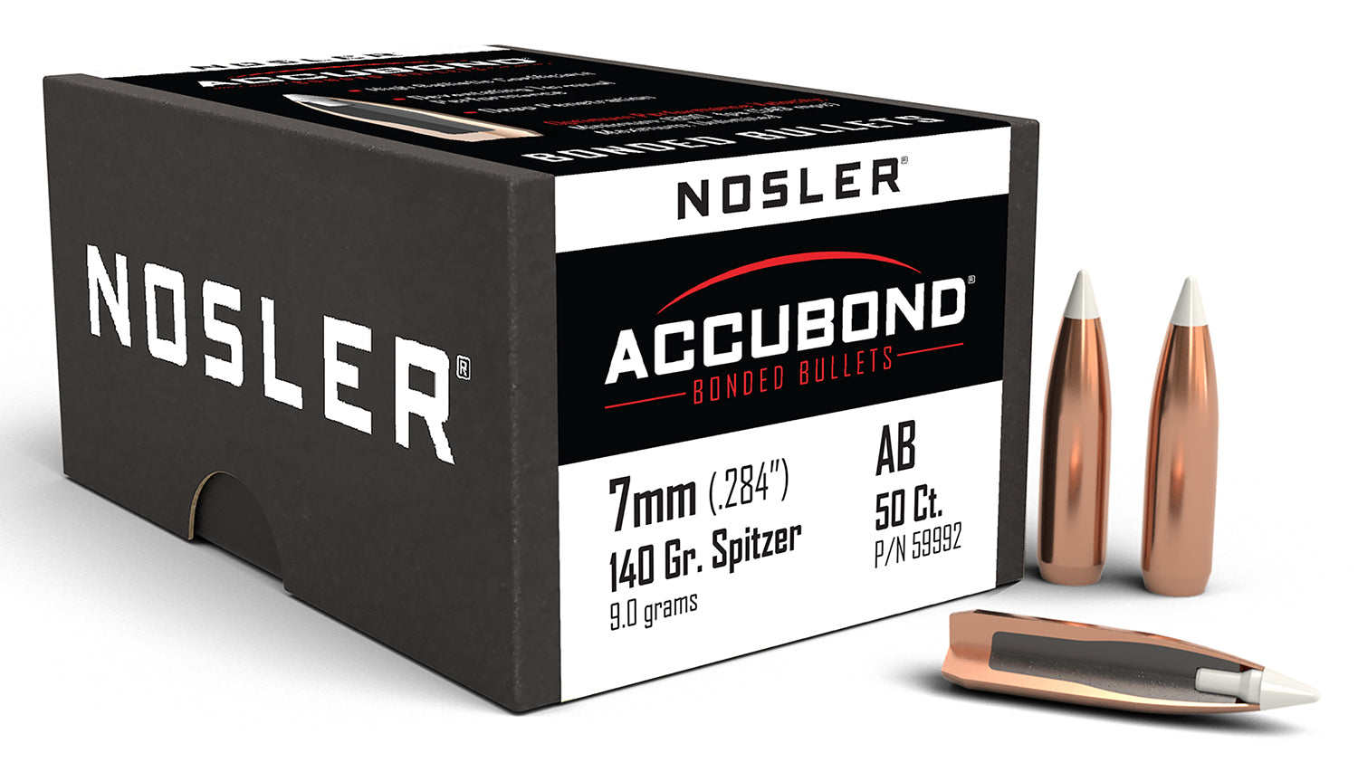 Nosler AccuBond 7mm 140 Grain Spitzer Point Big Game Bullets 50/Box