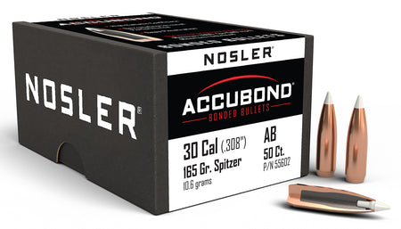 Nosler AccuBond 30 Caliber 165gr Spitzer Point Big Game Bullets 50/Box
