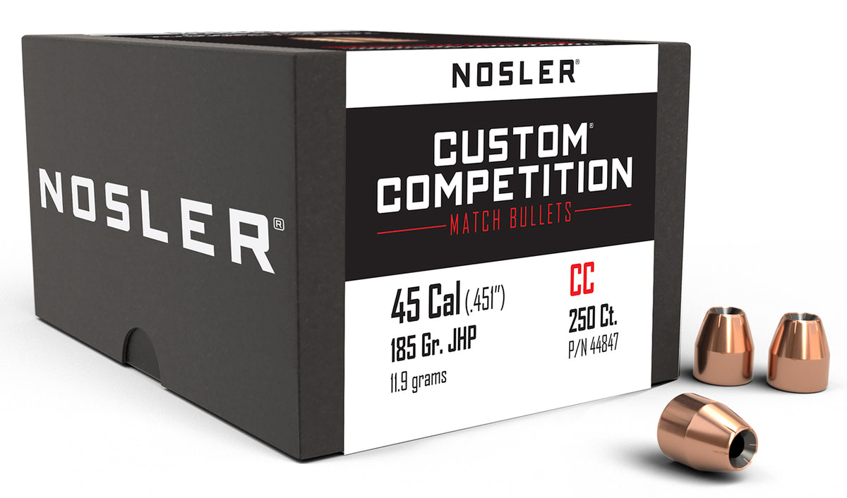 Nosler Custom Competition 45 Caliber 185gr JHP Match Bullets 250/Box