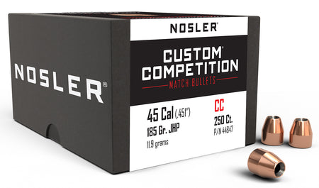 Nosler Custom Competition 45 Caliber 185gr JHP Match Bullets 250/Box