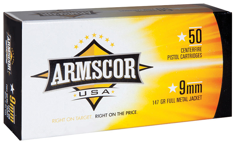 Armscor 9mm Luger / Parabellum USA Subsonic 147 grain Full Metal Jacket ammunition