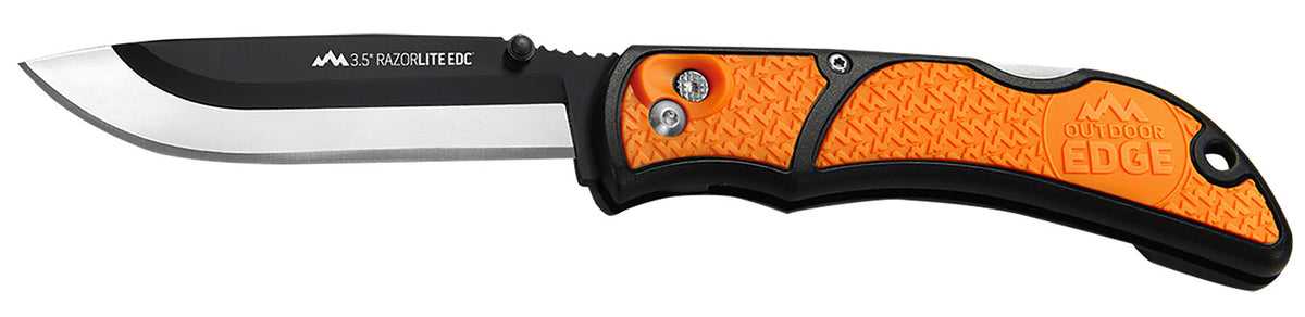 Outdoor Edge RLB30C RazorLite 3.50" Folding 420J2 Stainless Steel Blade Black and Orange Handle