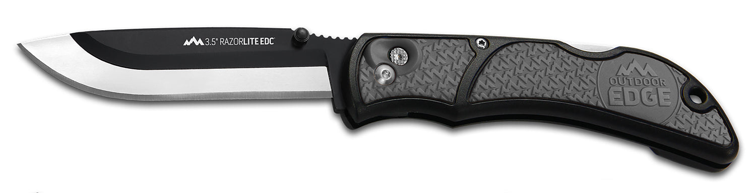 Outdoor Edge RLY50C RazorLite 3.50" Folding 420J2 Stainless Blade Black and Gray Polymer Handle