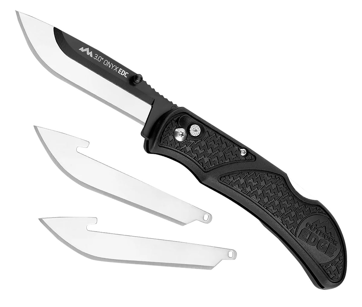 Outdoor Edge OX30C Onyx Lite 3" Folding 420J2 SS Blade Black Trimond Textured Polymer Handle