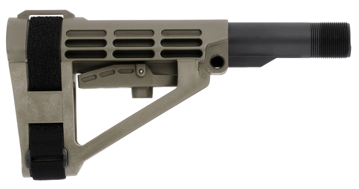 SB Tactical SBA4 OD Green Pistol Stabilizing Brace - 5-Position Adjustable, 6-Pos Mil-Spec Tube