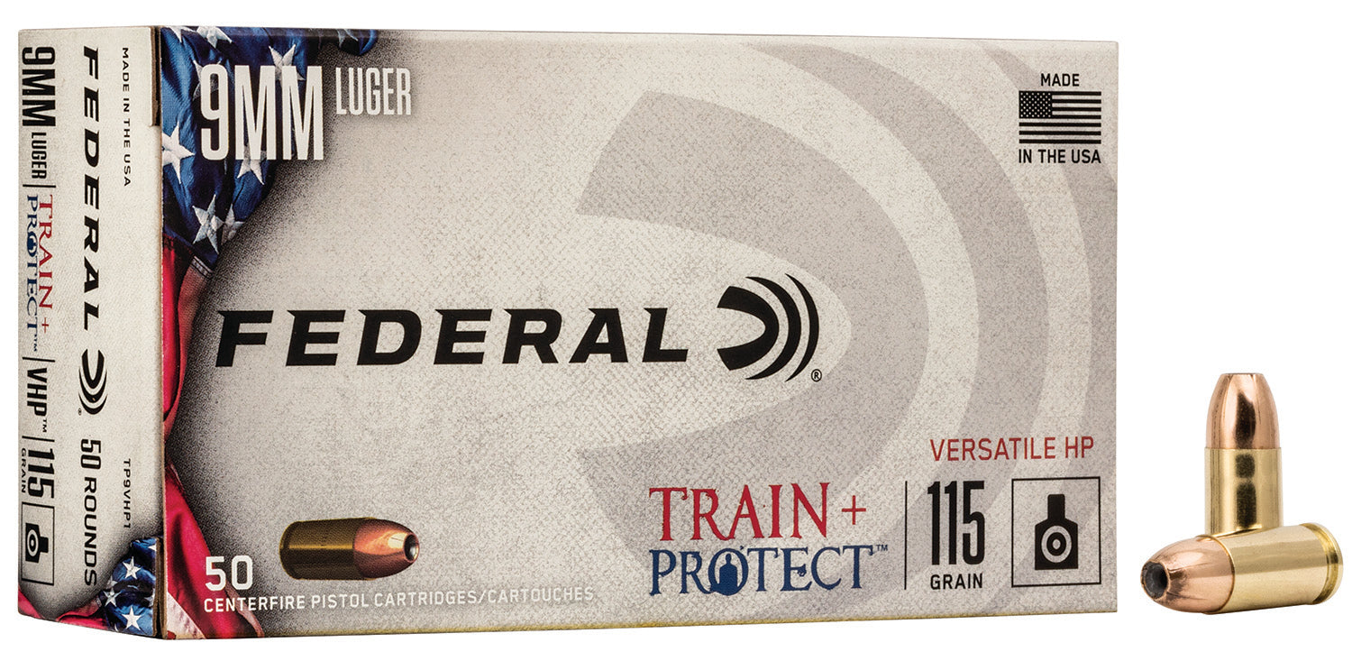 Federal Train & Protect Versatile Hollow Point 115 Grain 9mm Luger/Parabellum 1180 fps 604544627329