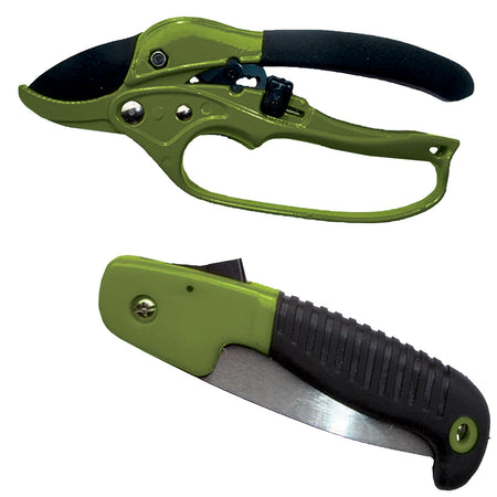 HME HCP2 7" Folding Saw with Blade Lock and Bypass Shears Hunter's Combo Pack Black Polymer Handle