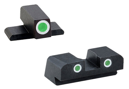 AmeriGlo XD191 Tritium Sight Set Springfield XD - Green Front & Rear White Outline