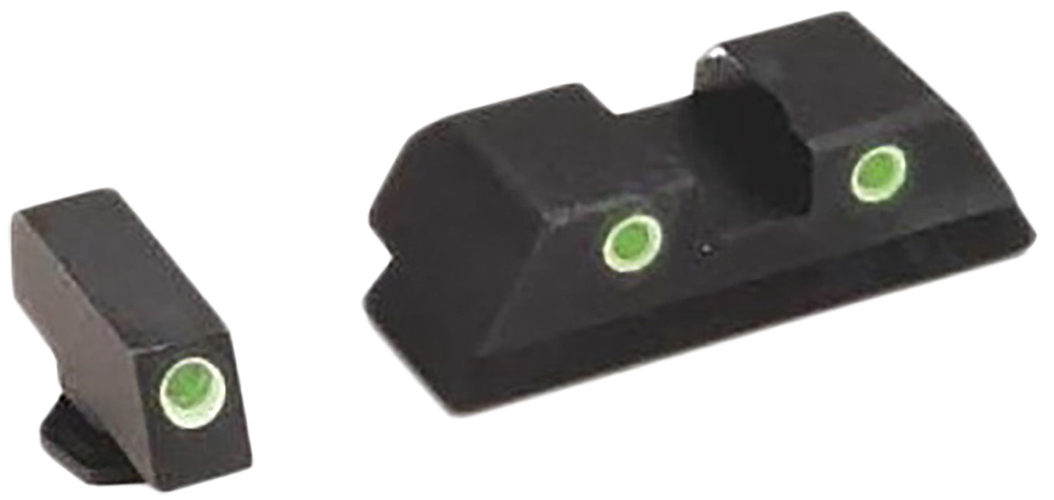 AmeriGlo GL113 Tritium Sight Set for Glock Gen 1-4 - Green Tritium w/ White Outline