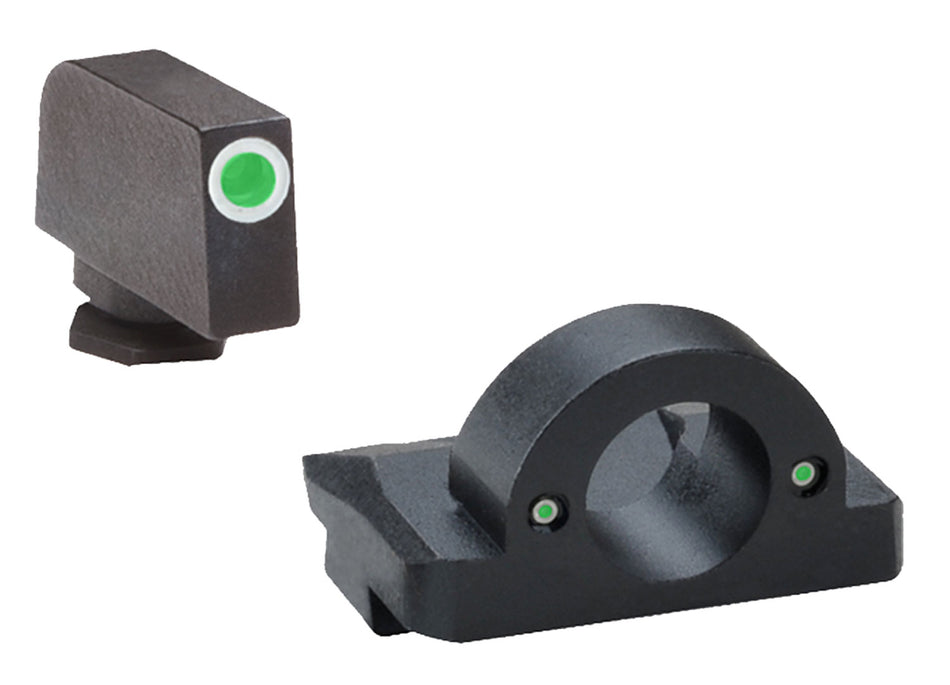 AmeriGlo GL126 Ghost Ring Sight Set Glock 10mm/.45/.357 - Green Tritium Front & Rear