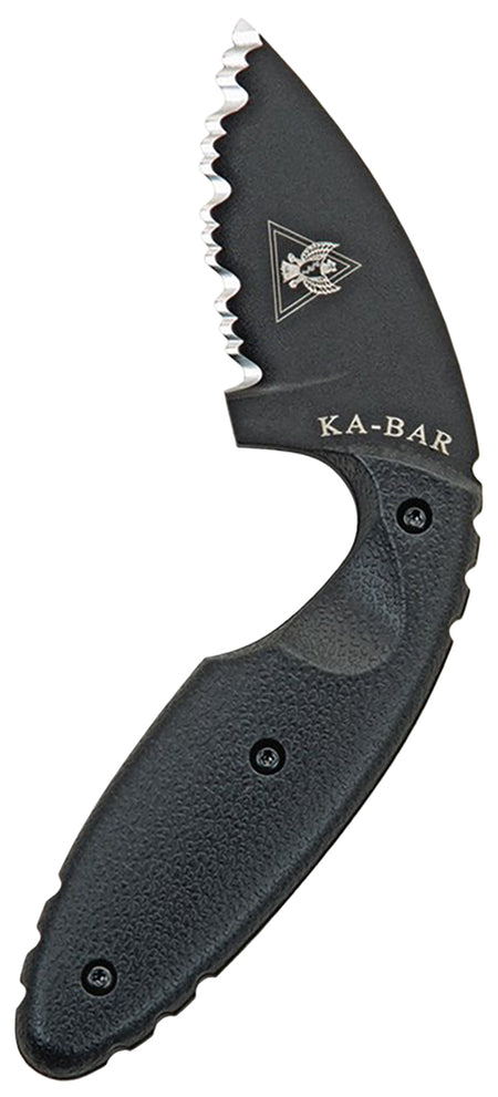 Ka-Bar 1481 TDI Law Enforcement 2.31" Fixed Blade Knife, Serrated AUS-8A SS Blade, Black Zytel Handle, Belt Clip
